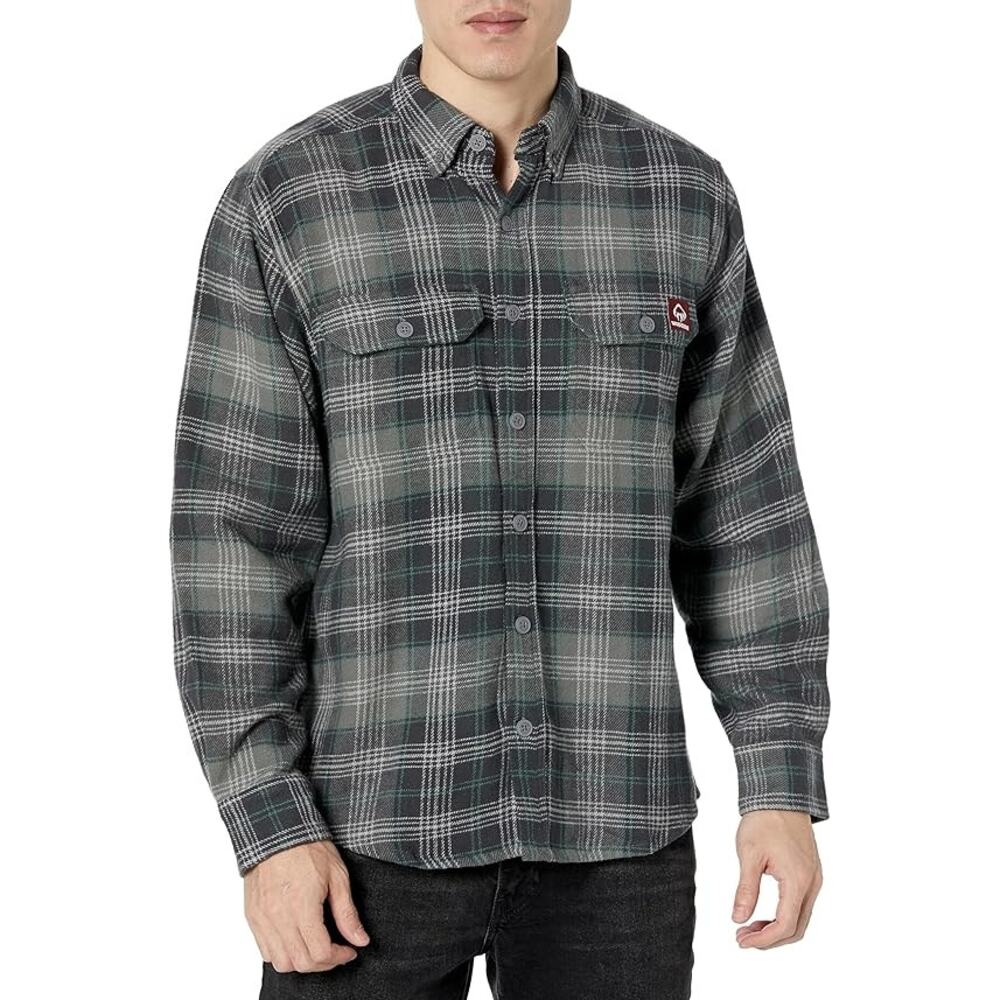 Cozy Wolverine Men's XL Flannel Shirt Gray & Green Cotton - 100% Cotton Flannel